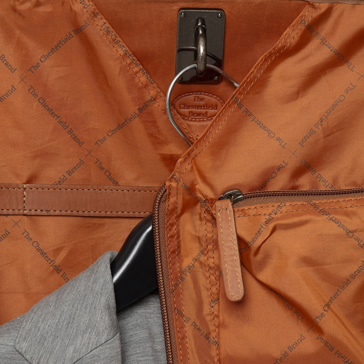 Cognac Leather Garment Bag Josh レディース, detail view 4