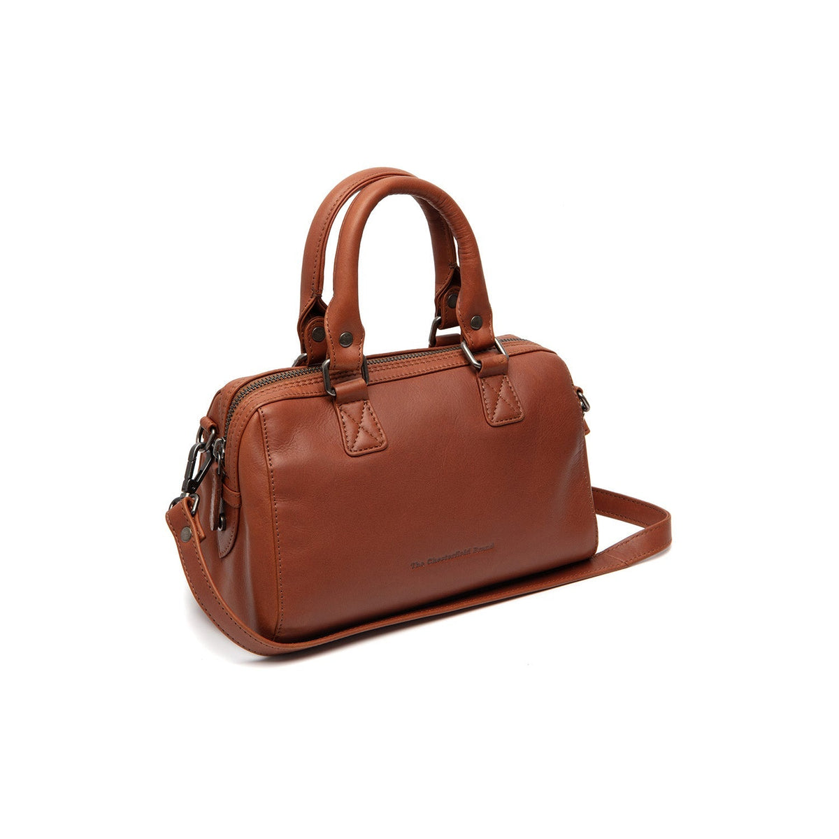 Tailored Rib Cuffs &amp; Hem Craftsmanship Construction Detail on Dalford Full-Grain Leather Handbag レディース