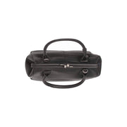 Close-Up Detail of Classic Collar &amp; Heavy-Duty Zipper Hardware on Dorin Full-Grain Leather Handbag レディース