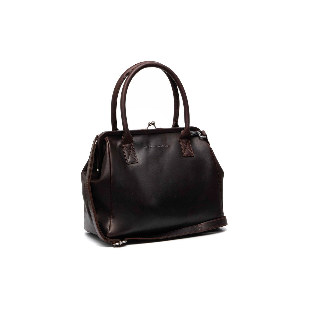 Tailored Rib Cuffs &amp; Hem Craftsmanship Construction Detail on Dorin Full-Grain Leather Handbag レディース