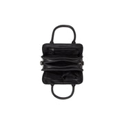 Close-Up Detail of Classic Collar &amp; Heavy-Duty Zipper Hardware on Ezra Full-Grain Leather Handbag レディース