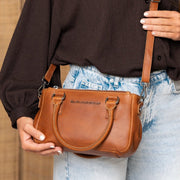 Styled Fit Perspective of Fenja Full-Grain Leather Handbag レディース on Model - Natural Daylight Drape
