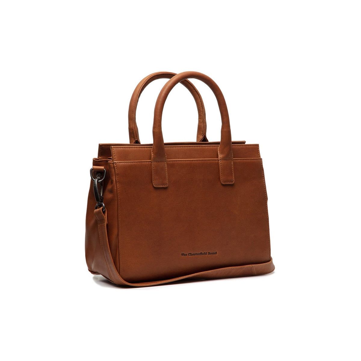Styled Fit Perspective of Garda Full-Grain Leather Handbag レディース on Model - Natural Daylight Drape