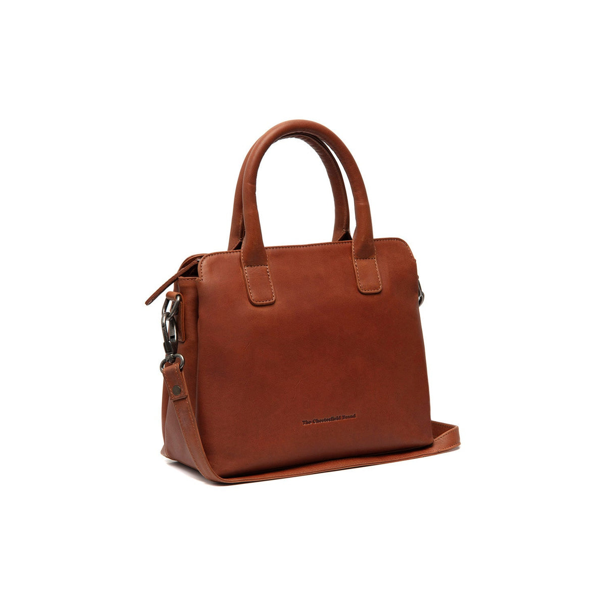 Tailored Rib Cuffs &amp; Hem Craftsmanship Construction Detail on Hermosa Full-Grain Leather Handbag レディース