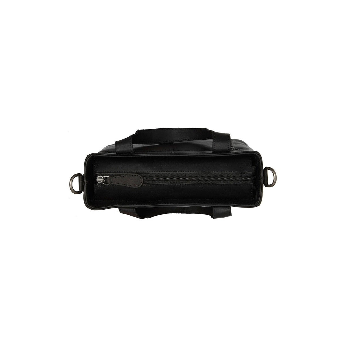 Close-Up Detail of Classic Collar &amp; Heavy-Duty Zipper Hardware on Lingfield Full-Grain Leather Handbag レディース