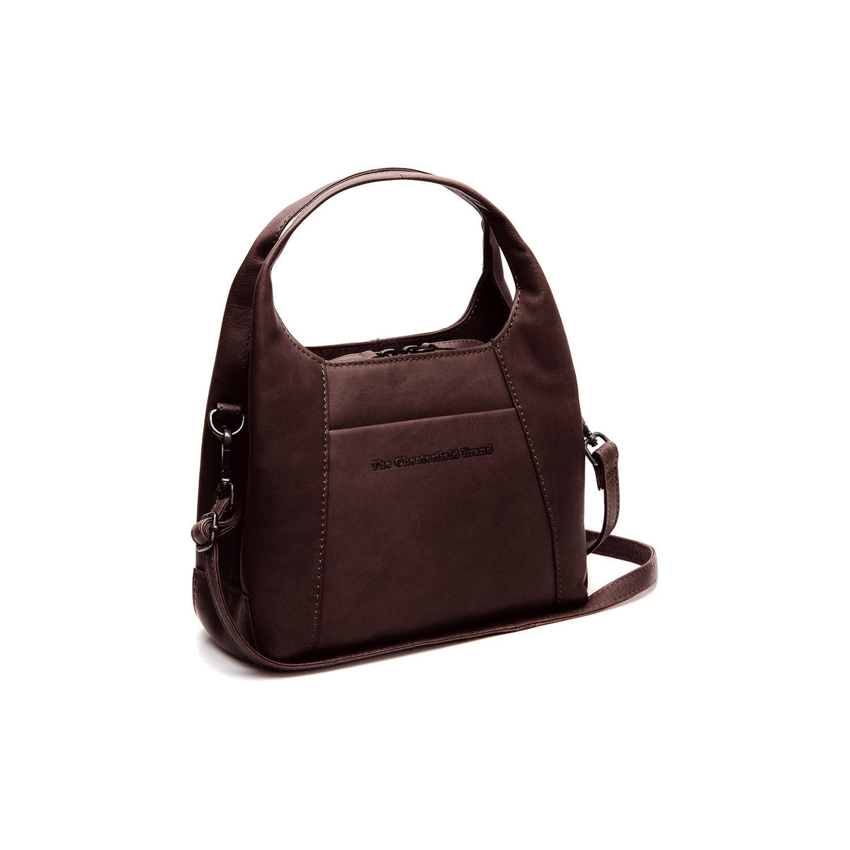 Tailored Rib Cuffs &amp; Hem Craftsmanship Construction Detail on Lunera Full-Grain Leather Handbag レディース
