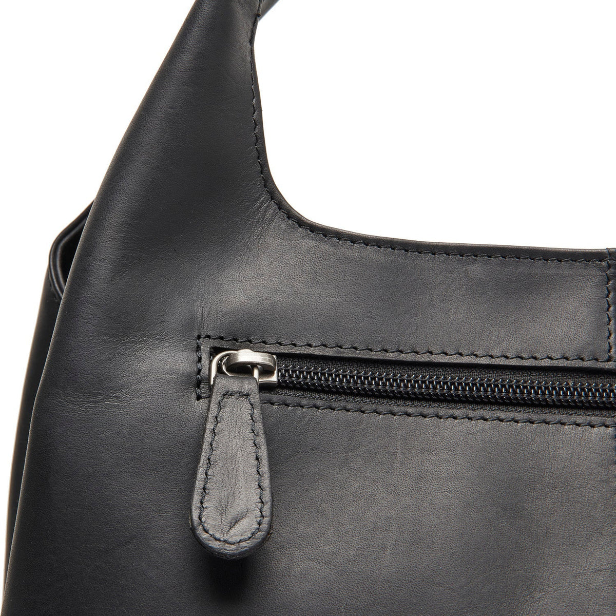 Authentic 100% Full-Grain Leather Grain Texture & Heavy-Duty Seam Stitching Detail