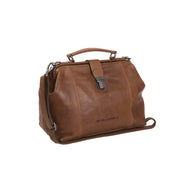 Tailored Rib Cuffs &amp; Hem Craftsmanship Construction Detail on Shaun Full-Grain Leather Handbag レディース