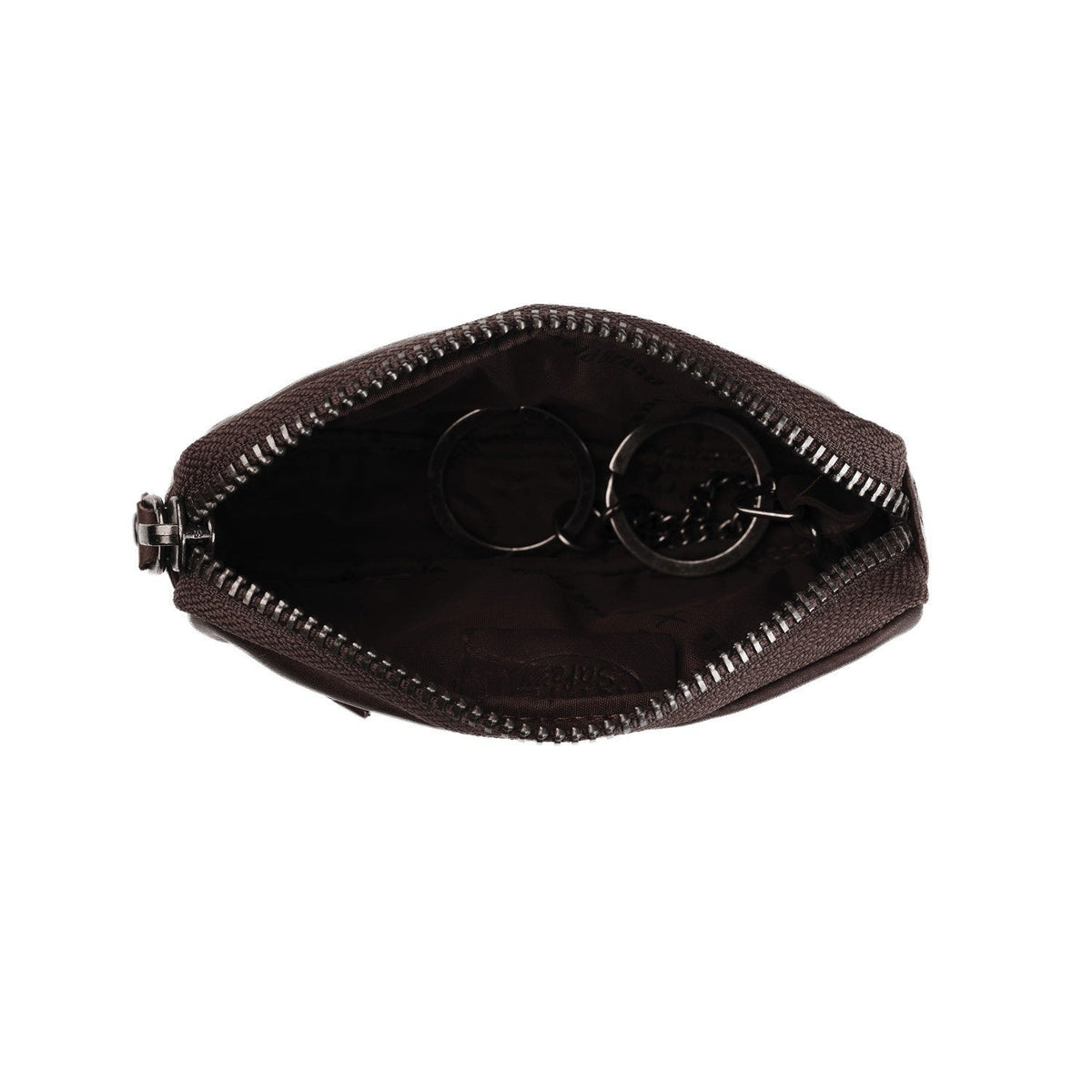 Tailored Rib Cuffs &amp; Hem Craftsmanship Construction Detail on Corey Full-Grain Leather Key Case レディース