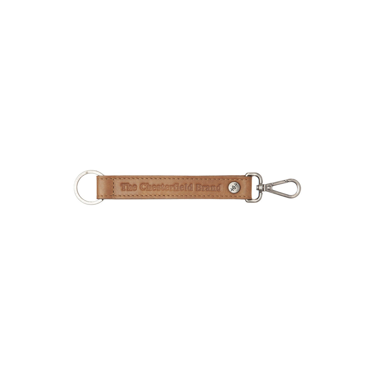 Leather Key Ring コニャック レディース in Cognac 100% Full-Grain Leather - Front Profile View &amp; Tailored Silhouette | Buy Online