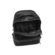 Solid Antique Brass Hardware &amp; Heavy-Duty Dual Zipper Detail on Austin Full-Grain Leather Laptop Backpack レディース
