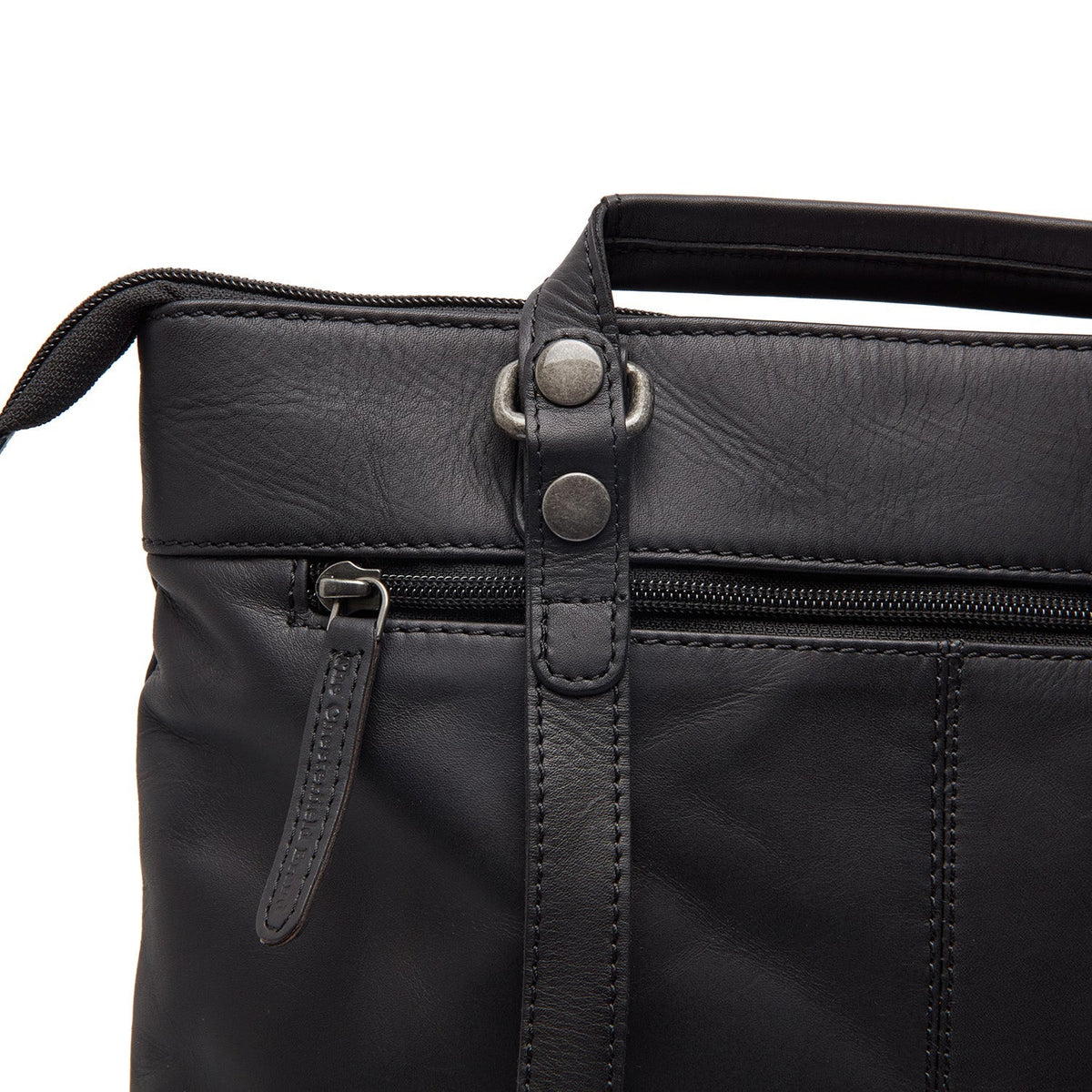 Caldero Full-Grain Leather Laptop Backpack レディース - Structured Side Profile Showing Gusset Depth &amp; Expansion Capacity