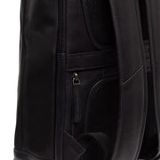 Solid Antique Brass Hardware &amp; Heavy-Duty Dual Zipper Detail on Detroit Full-Grain Leather Laptop Backpack レディース