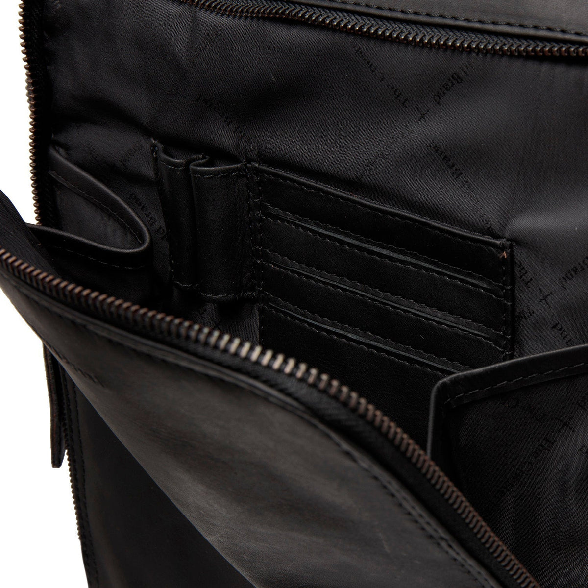 Solid Antique Brass Hardware &amp; Heavy-Duty Dual Zipper Detail on Jasper Full-Grain Leather Laptop Backpack レディース