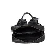 Nicola Full-Grain Leather Laptop Backpack レディース - Structured Side Profile Showing Gusset Depth &amp; Expansion Capacity