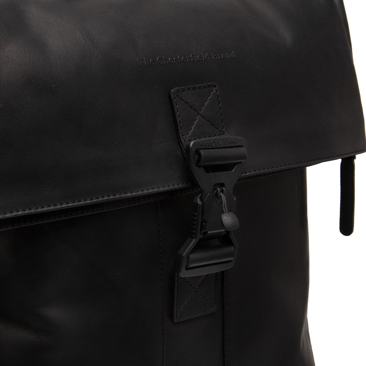Solid Antique Brass Hardware &amp; Heavy-Duty Dual Zipper Detail on Savona Full-Grain Leather Laptop Backpack レディース
