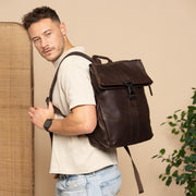 Savona Full-Grain Leather Laptop Backpack レディース – alternate product view 2
