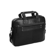 Solid Antique Brass Hardware &amp; Heavy-Duty Dual Zipper Detail on Calvi Full-Grain Leather Laptop Bag レディース