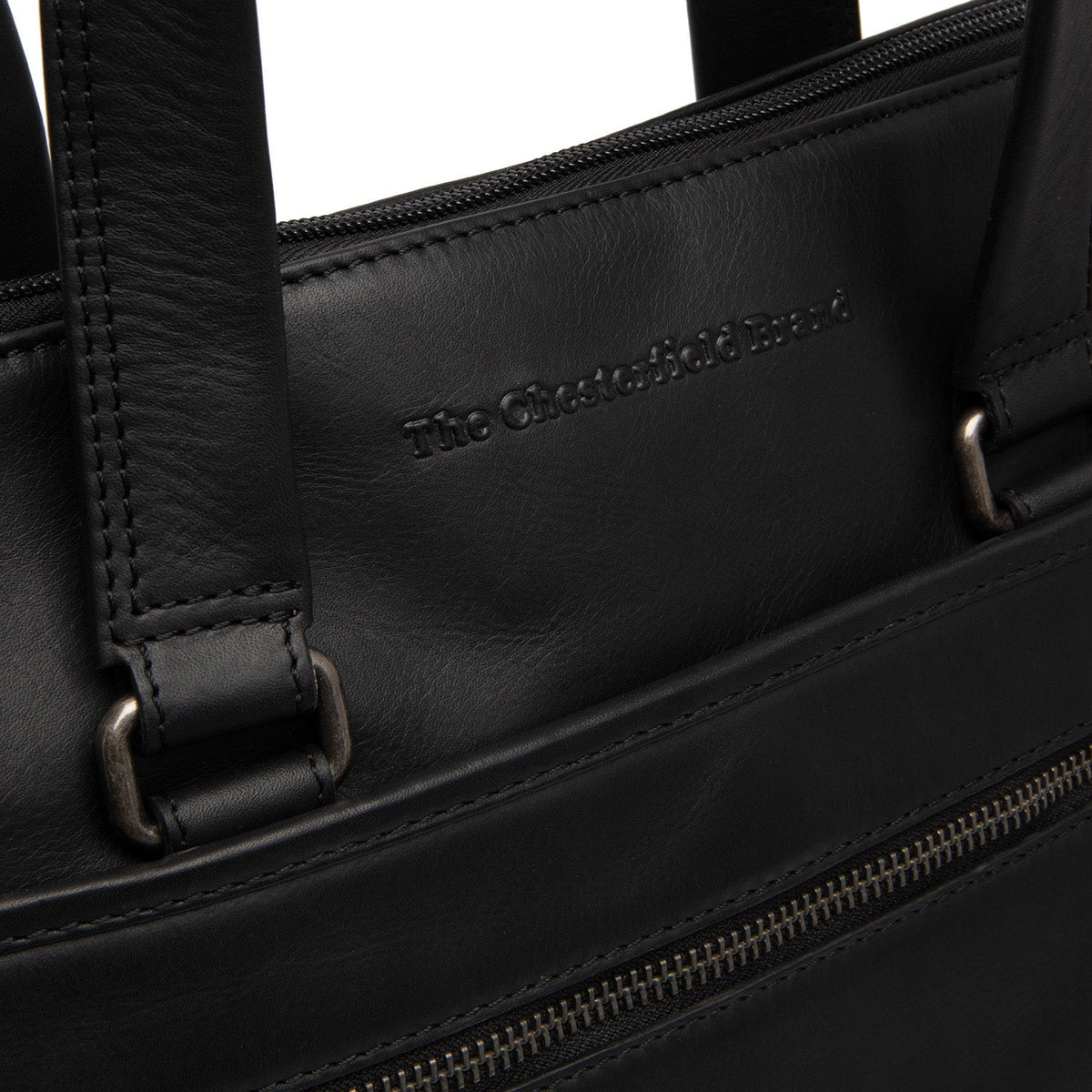 Elvas Full-Grain Leather Laptop Bag レディース - Structured Side Profile Showing Gusset Depth &amp; Expansion Capacity