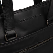 Elvas Full-Grain Leather Laptop Bag レディース - Structured Side Profile Showing Gusset Depth &amp; Expansion Capacity