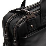 Solid Antique Brass Hardware &amp; Heavy-Duty Dual Zipper Detail on Iseo Full-Grain Leather Laptop Bag メンズ