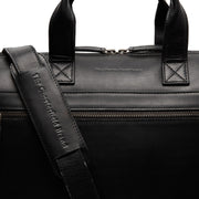 Solid Antique Brass Hardware &amp; Heavy-Duty Dual Zipper Detail on Levanto Full-Grain Leather Laptop Bag レディース