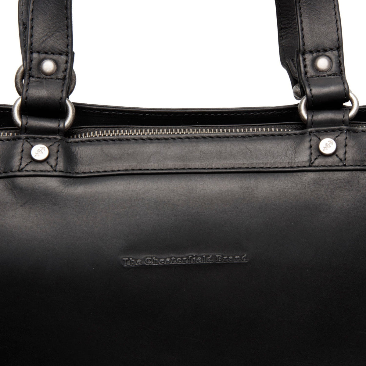 Solid Antique Brass Hardware &amp; Heavy-Duty Dual Zipper Detail on Manly フルグレインレザー Laptop Bag