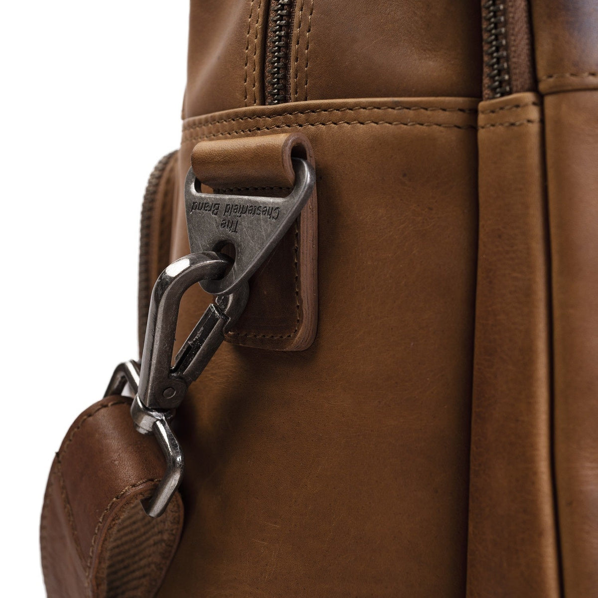 Cognac Leather Laptop Bag Misha, detail view 1
