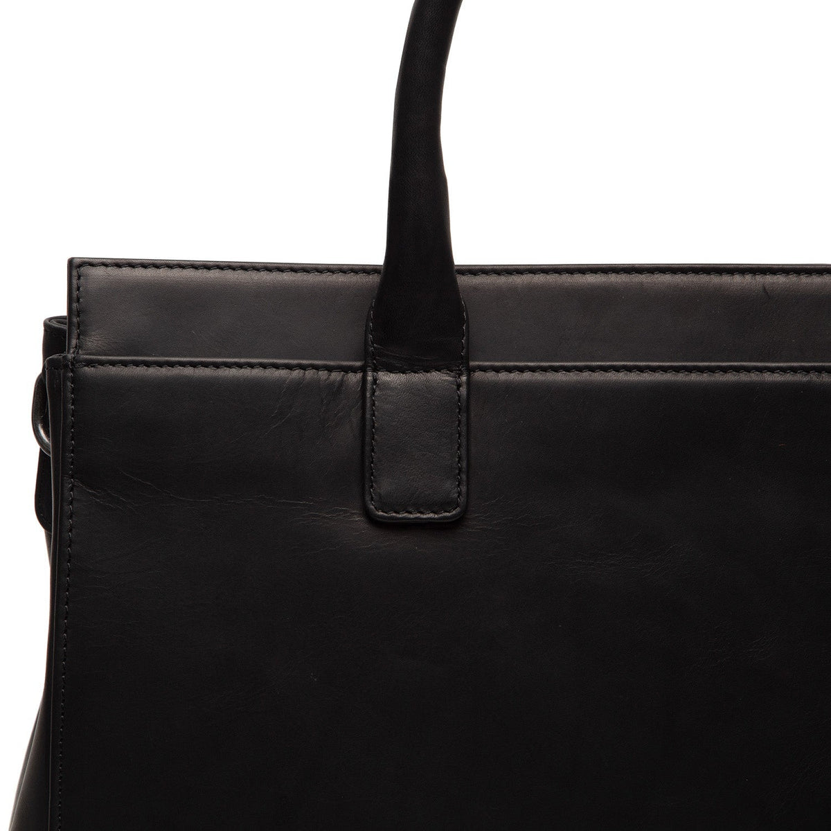 Solid Antique Brass Hardware &amp; Heavy-Duty Dual Zipper Detail on Rivera Full-Grain Leather Laptop Bag レディース