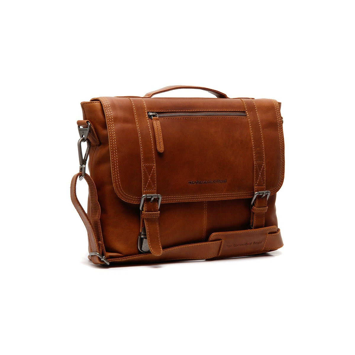 Veneto Full-Grain Leather Laptop Bag レディース in Classic 100% Full-Grain Leather - Full Exterior Front Profile View | Buy Online