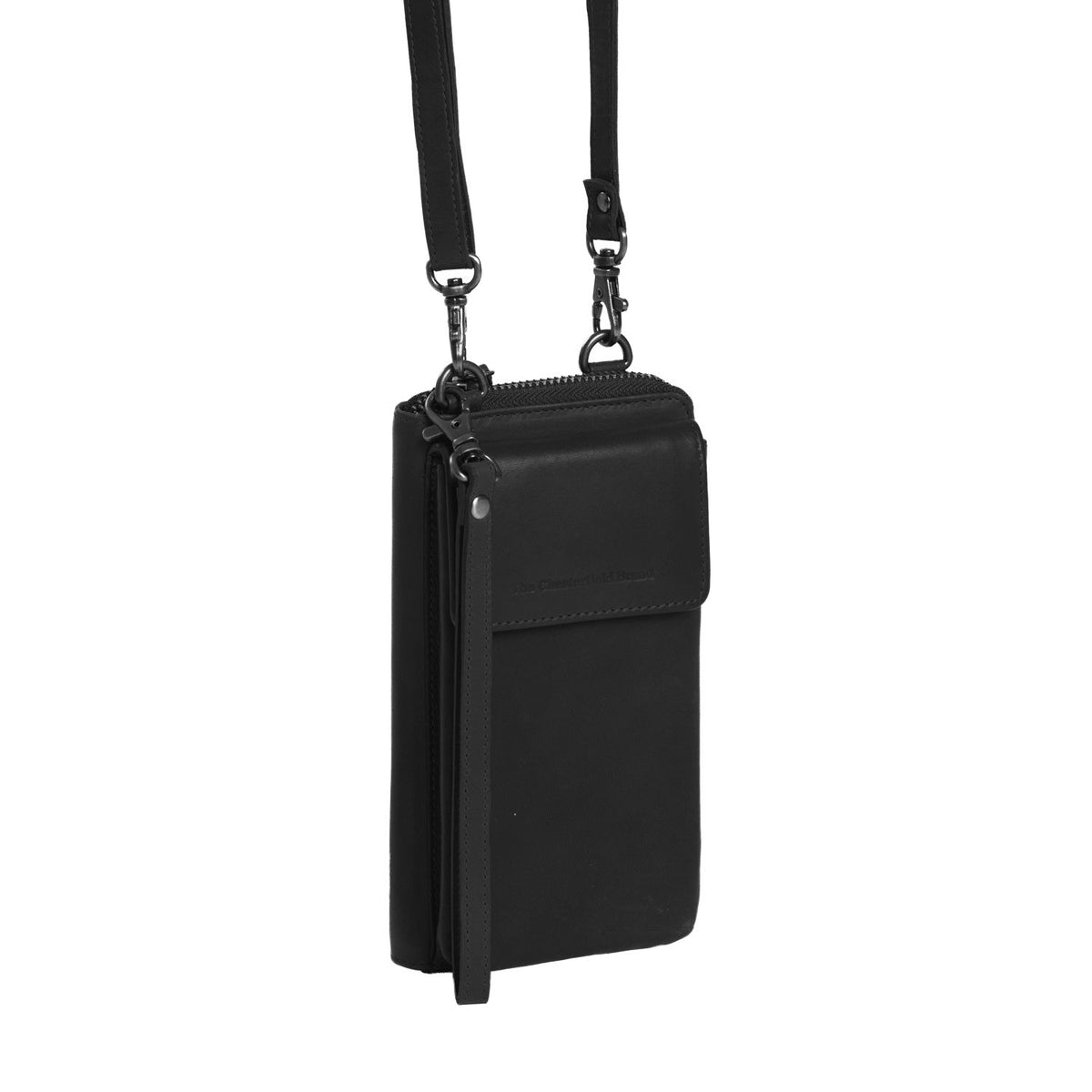 Malaga Full-Grain Leather Phone Bag レディース in Classic 100% Full-Grain Leather - Front Profile View &amp; Tailored Silhouette | Buy Online