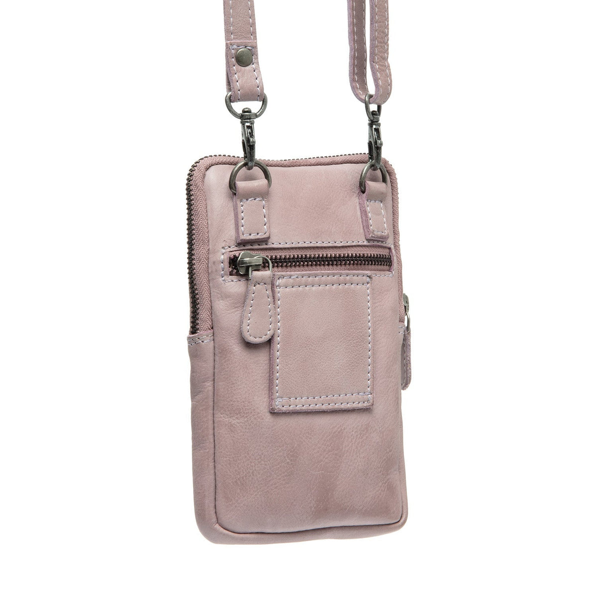 Tailored Rib Cuffs &amp; Hem Craftsmanship Construction Detail on Salta Full-Grain Leather Phone Bag レディース