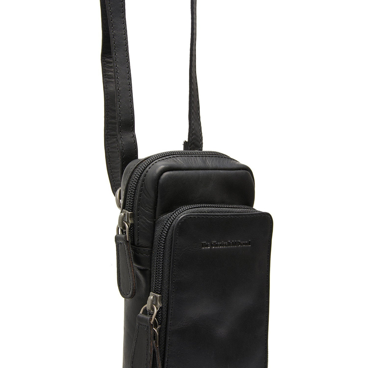 Tailored Rib Cuffs &amp; Hem Craftsmanship Construction Detail on Valdes Full-Grain Leather Phone Bag レディース
