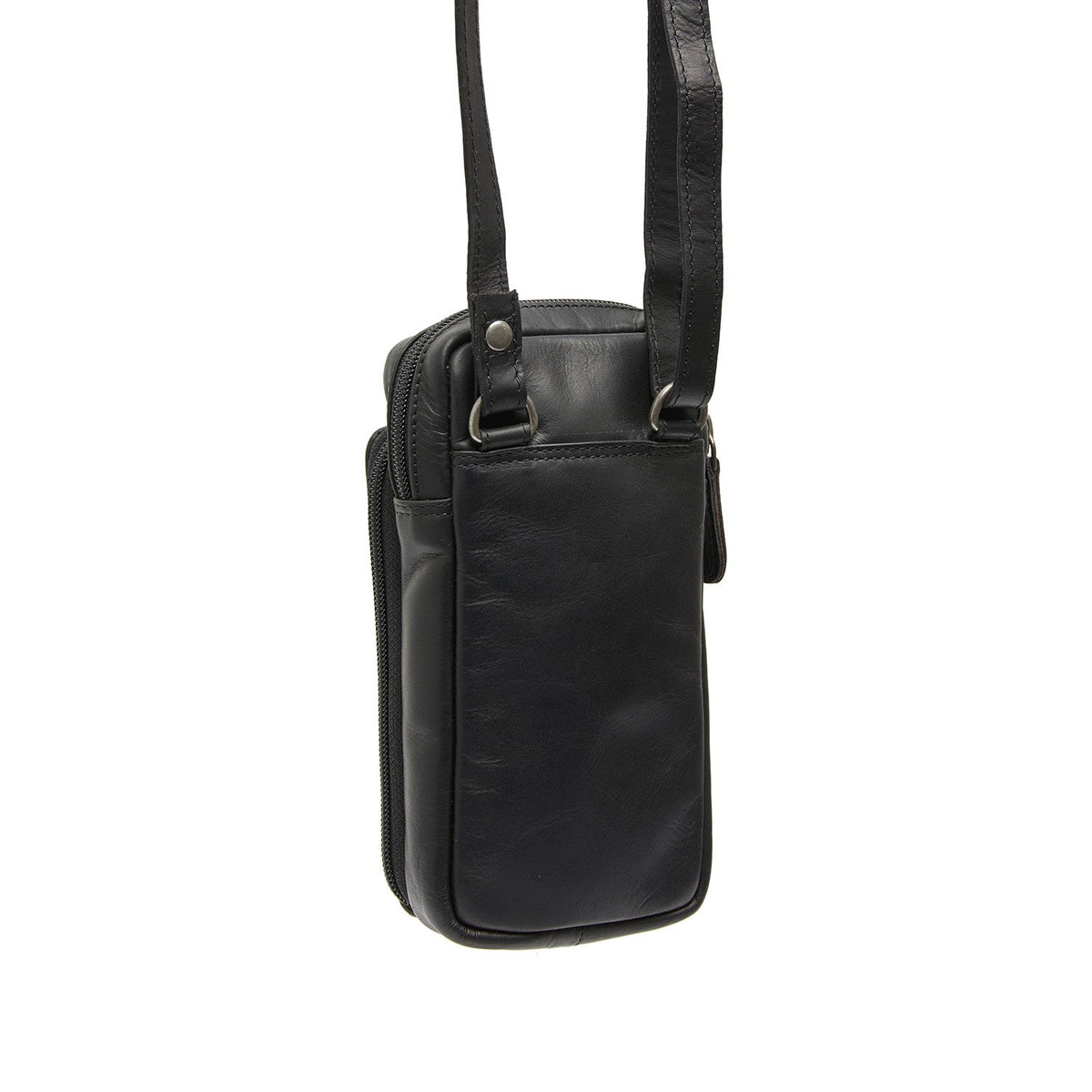 Styled Fit Perspective of Valdes Full-Grain Leather Phone Bag レディース on Model - Natural Daylight Drape