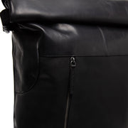 Liverpool Full-Grain Leather Roll-top Backpack レディース - Structured Side Profile Showing Gusset Depth &amp; Expansion Capacity