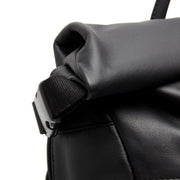 Mazara Full-Grain Leather Roll-top Backpack レディース - Structured Side Profile Showing Gusset Depth &amp; Expansion Capacity