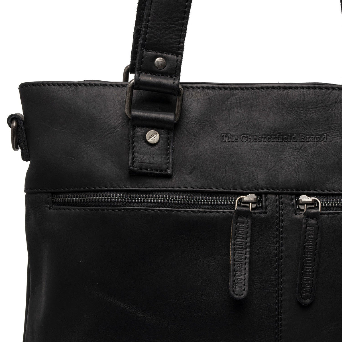 Solid Antique Brass Hardware &amp; Heavy-Duty Dual Zipper Detail on Rome Full-Grain Leather Shopper レディース