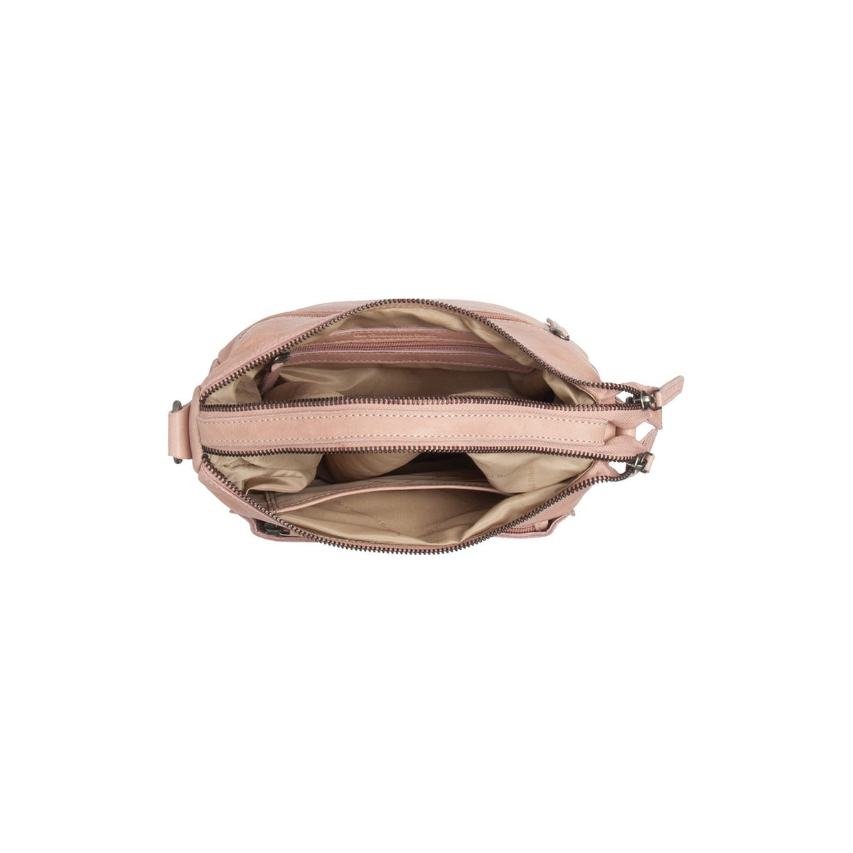 Solid Antique Brass Hardware &amp; Heavy-Duty Dual Zipper Detail on Caroline Full-Grain Leather Shoulder Bag レディース