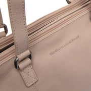 Marvos Full-Grain Leather Shoulder Bag レディース - Structured Side Profile Showing Gusset Depth &amp; Expansion Capacity