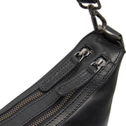 Moneva Full-Grain Leather Shoulder Bag レディース - Structured Side Profile Showing Gusset Depth &amp; Expansion Capacity