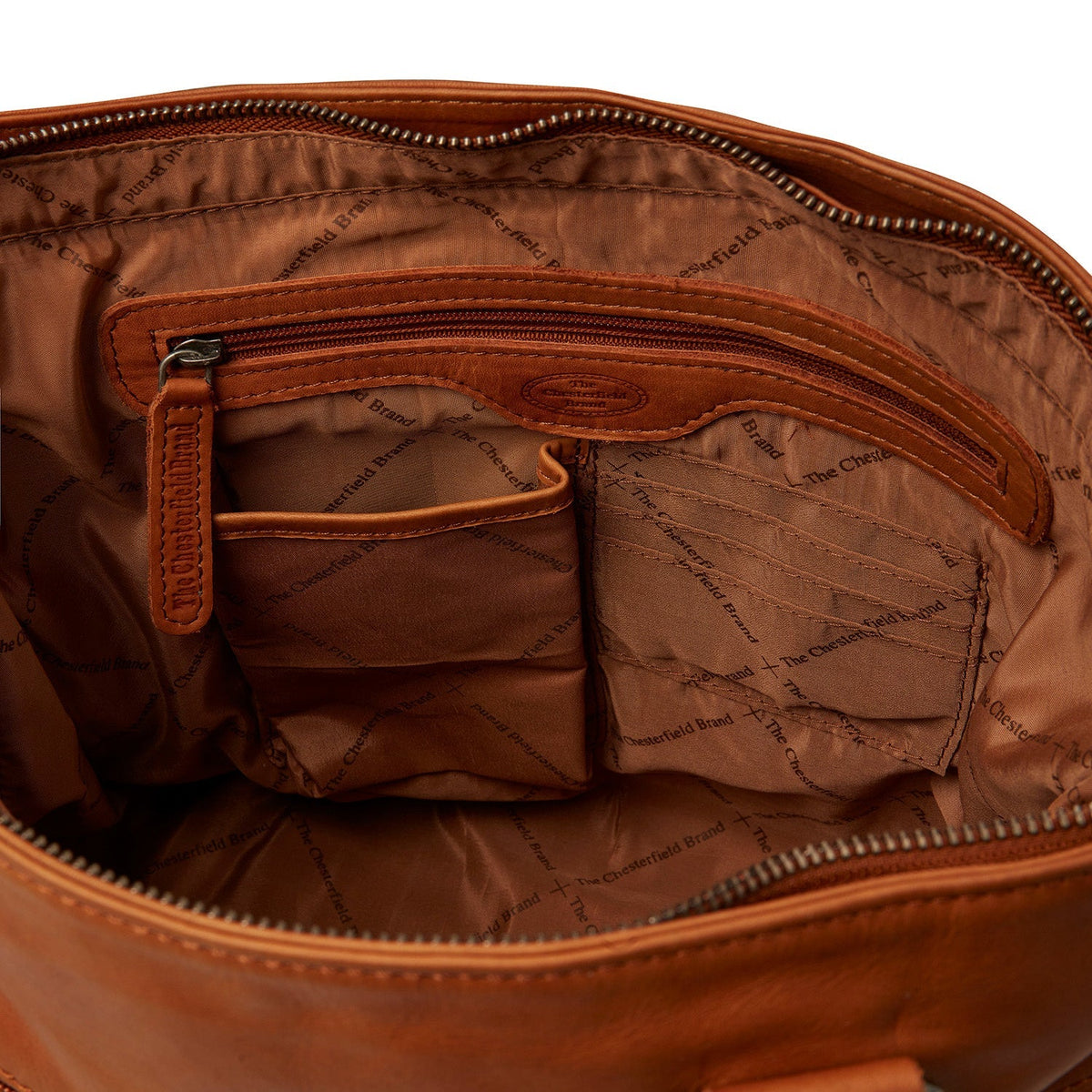 Solid Antique Brass Hardware &amp; Heavy-Duty Dual Zipper Detail on Rome Full-Grain Leather Shoulder Bag レディース