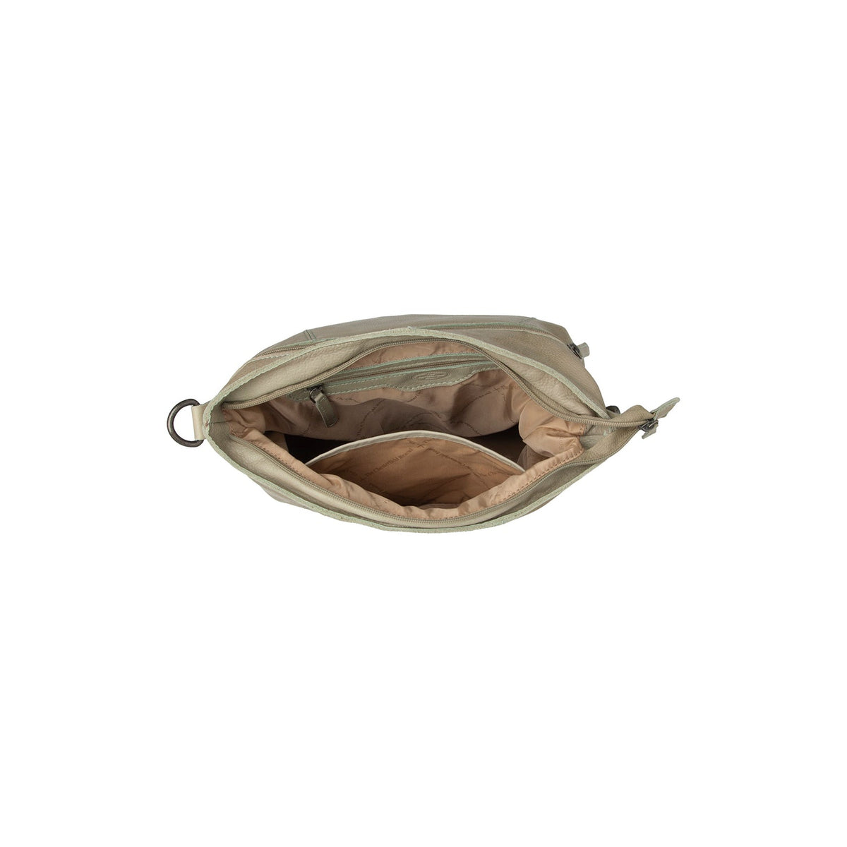 Solid Antique Brass Hardware &amp; Heavy-Duty Dual Zipper Detail on Sintra Full-Grain Leather Shoulder Bag レディース