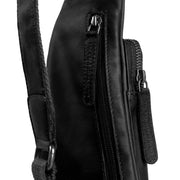 Solid Antique Brass Hardware &amp; Heavy-Duty Dual Zipper Detail on Leather Sling Bag Logan レディース