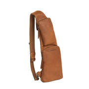 Cognac Leather Sling Bag Logan レディース, front view