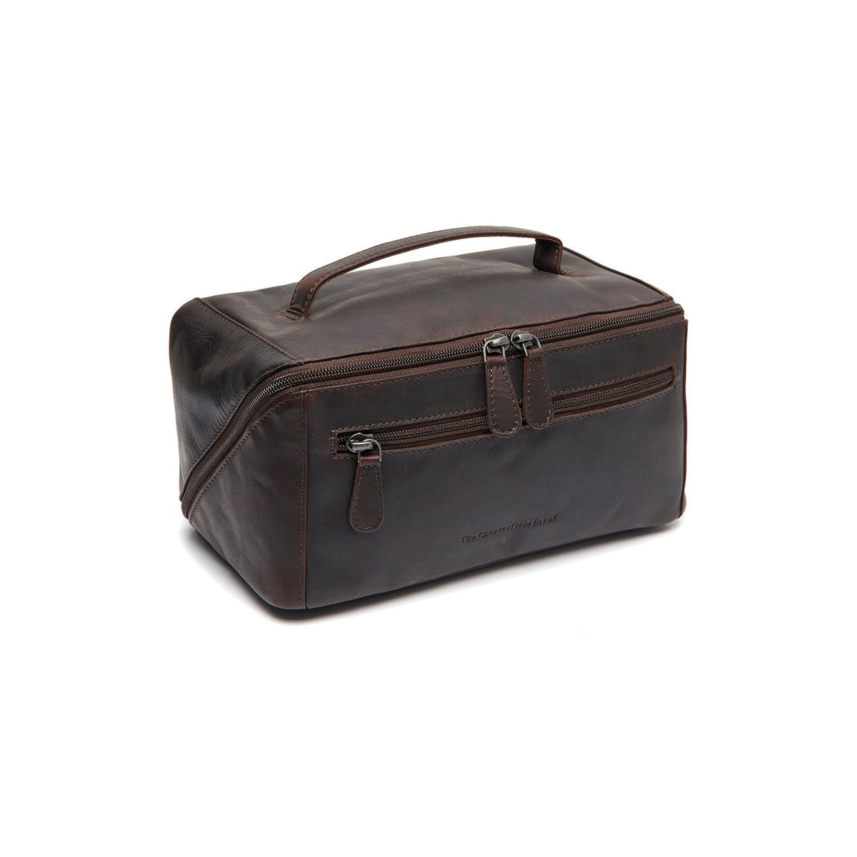 Styled Fit Perspective of Elmia Full-Grain Leather Toiletry Bag レディース on Model - Natural Daylight Drape