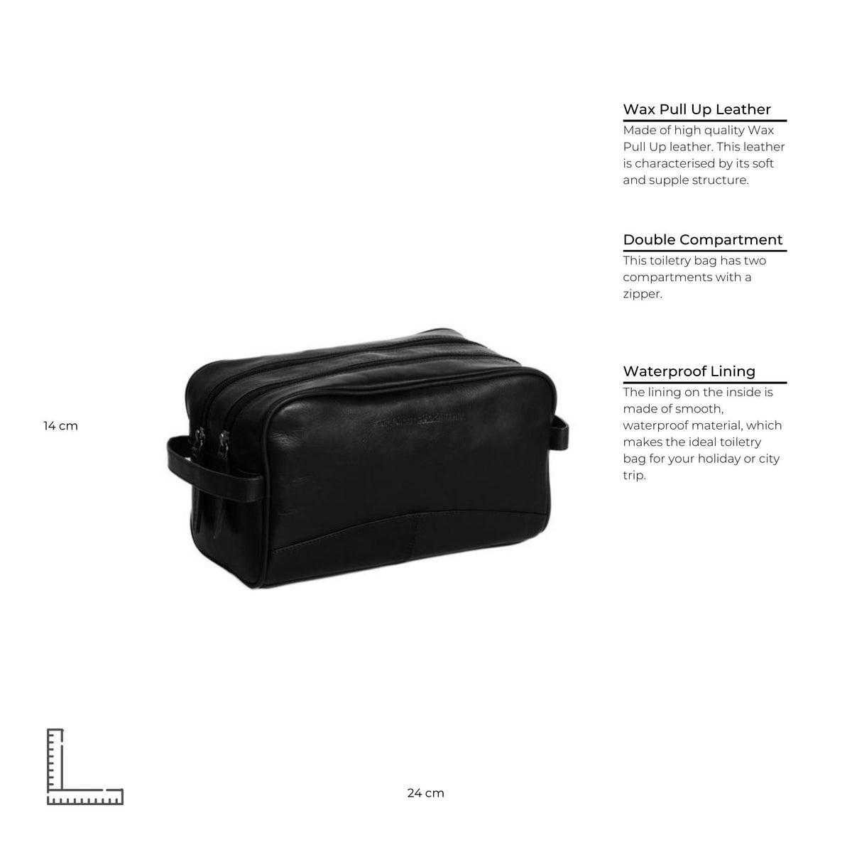 
Black Leather Toiletry Bag Stacey, detail view 7