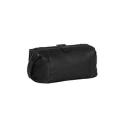 Close-Up Detail of Classic Collar &amp; Heavy-Duty Zipper Hardware on Vince Full-Grain Leather Toiletry Bag レディース