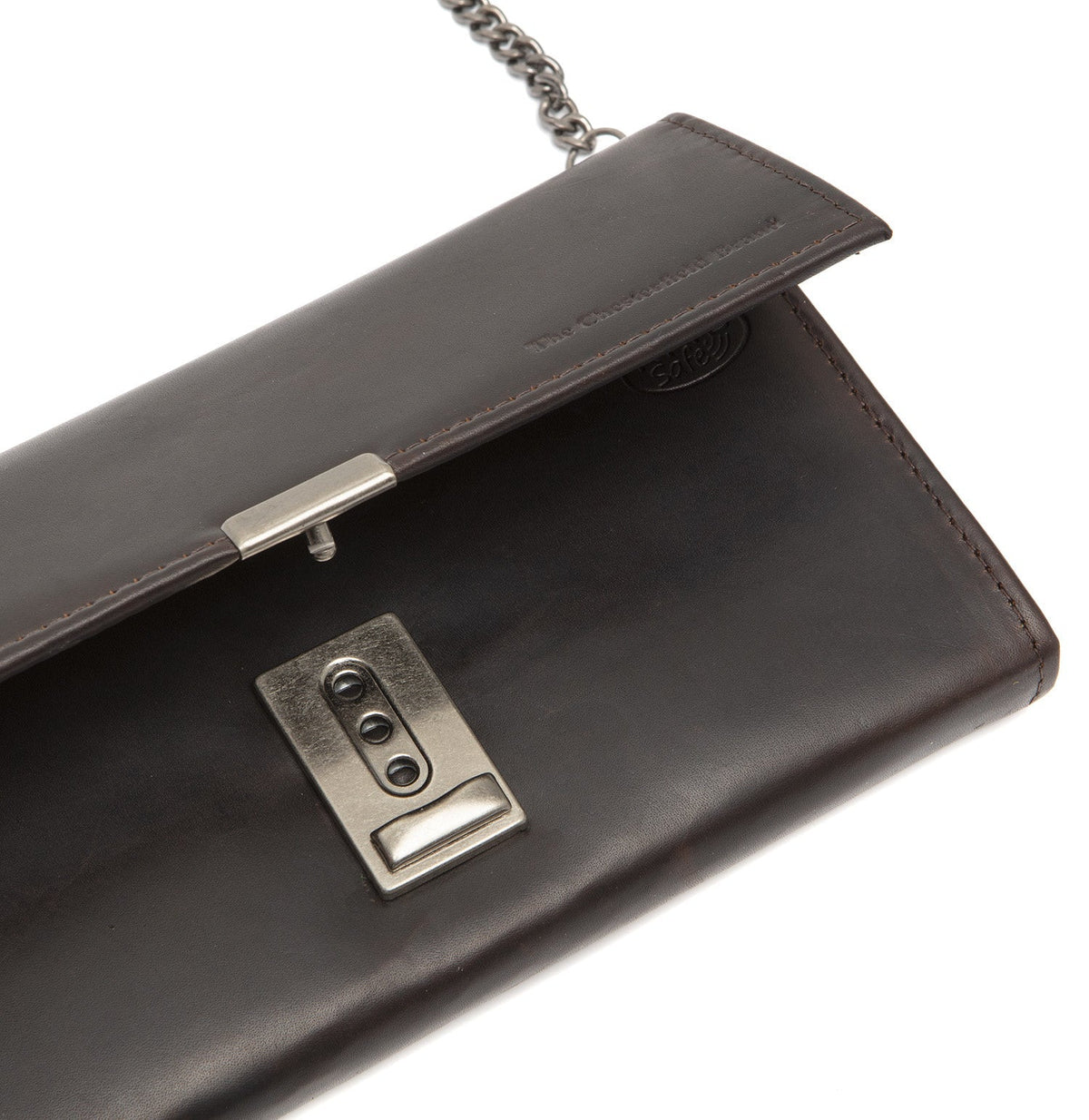 Solid Antique Brass Hardware &amp; Heavy-Duty Dual Zipper Detail on Bora Full-Grain Leather Waiter Wallet レディース