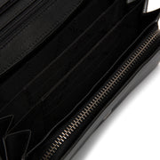 Solid Antique Brass Hardware &amp; Heavy-Duty Dual Zipper Detail on Arvento Full-Grain Leather Wallet レディース