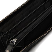 Solid Antique Brass Hardware &amp; Heavy-Duty Dual Zipper Detail on Cantara Full-Grain Leather Wallet レディース